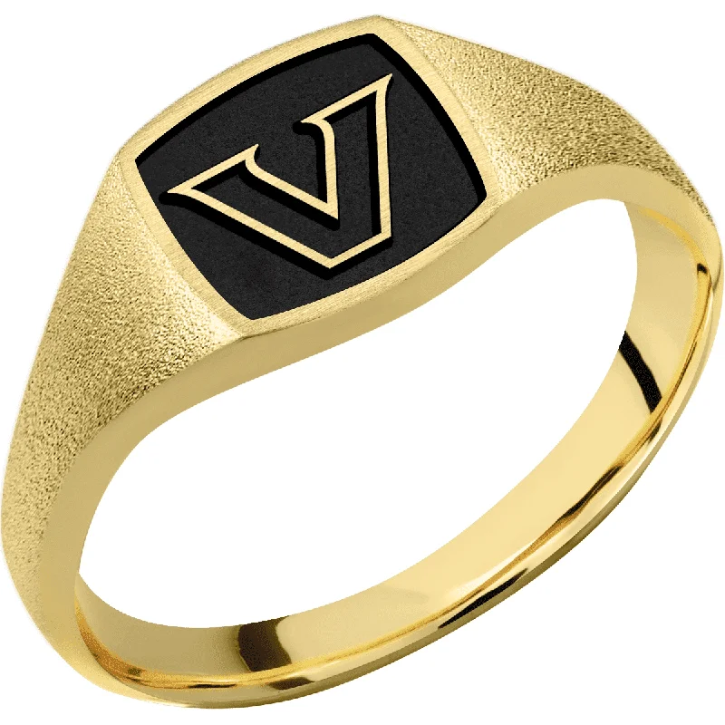 Ladies Rings Stackable Spark-Vanderbilt University Custom Collegiate 10K Yellow Gold Signet Ring