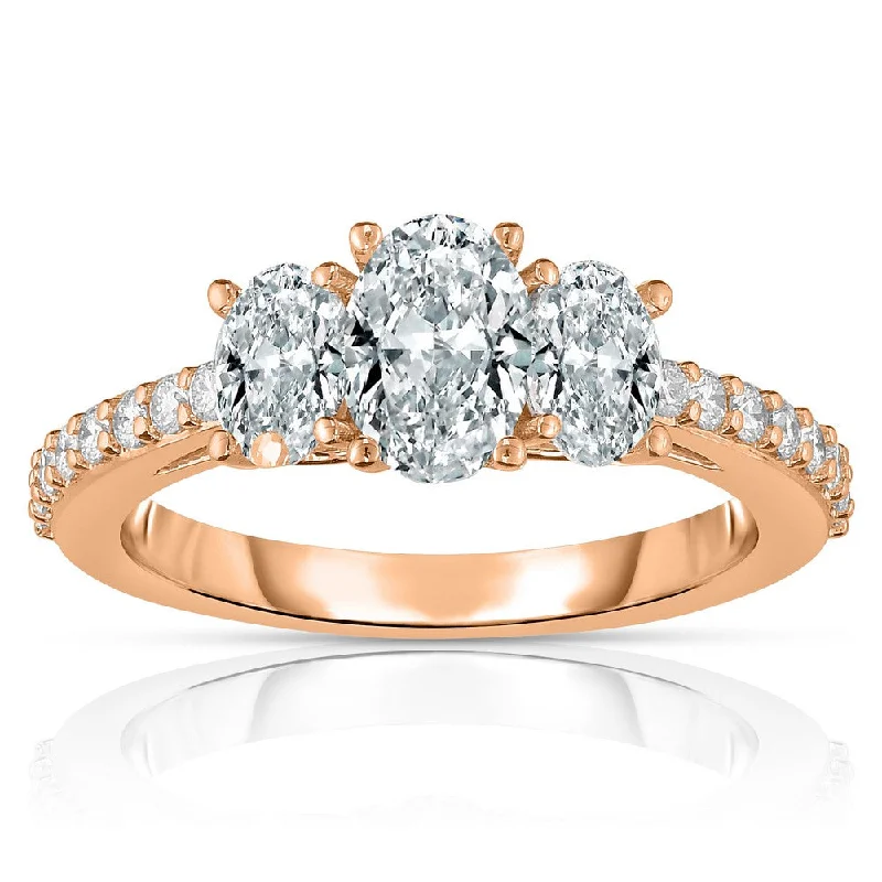 Ladies Engagement Rings Dual Glow-14K Rose Gold Oval and Round Diamond Engagement Ring Z00144791