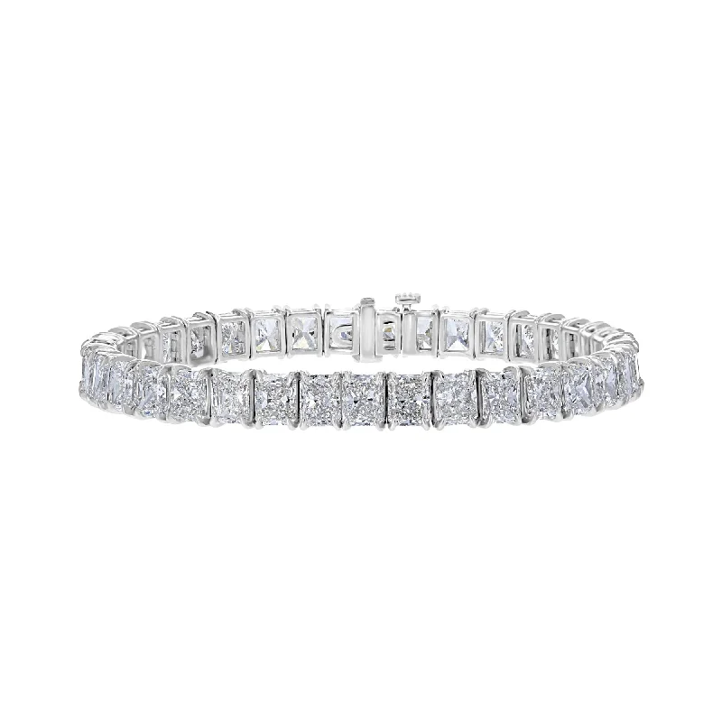 Ladies verdant emerald bracelets -PLATINUM 27 CTW RADIANT DIAMOND 4 PRONG TENNIS BRACELET