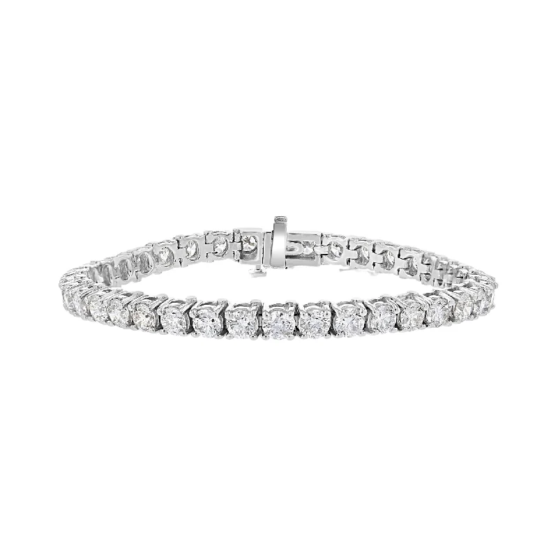 Ladies birthday sparkle bracelets -14KT WHITE GOLD 10.50 CARAT ROUND DIAMOND TENNIS BRACELET