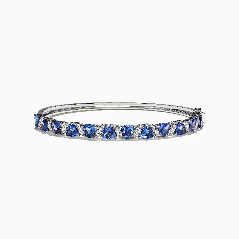 Ladies frosty winter bracelets -Nahla Siri 14K White Gold Tanzanite Diamond Bangle, 4.76 TCW