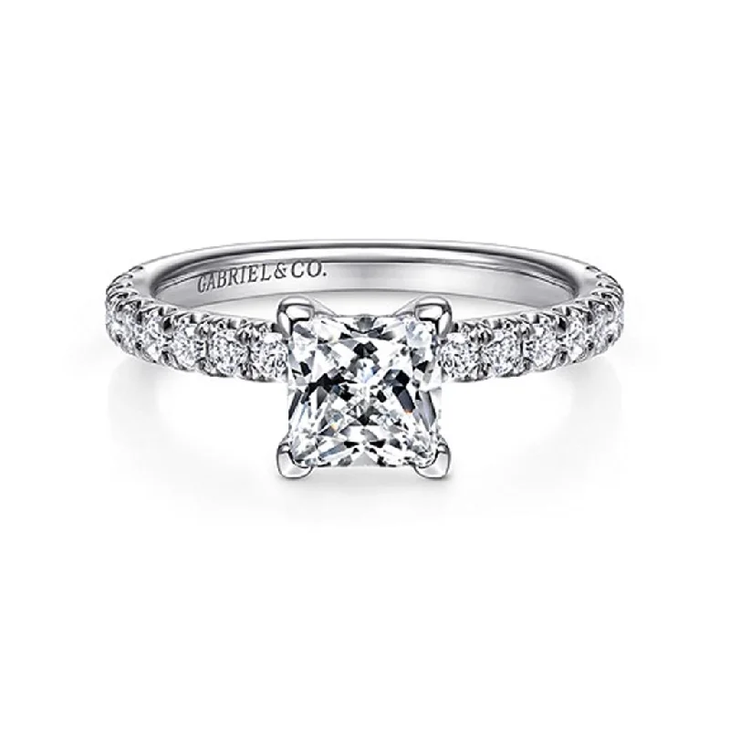 Ladies Engagement Rings with Heliodor Glow-Gabriel & Co Amira - 14K White Gold Princess Cut Diamond Engagement Ring