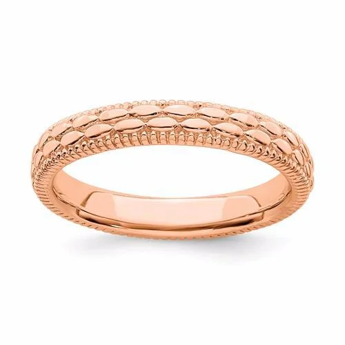 Ladies Rings for Mentor Shine-Rose Gold Over Sterling Silver Stackable Expressions Patterned Ring