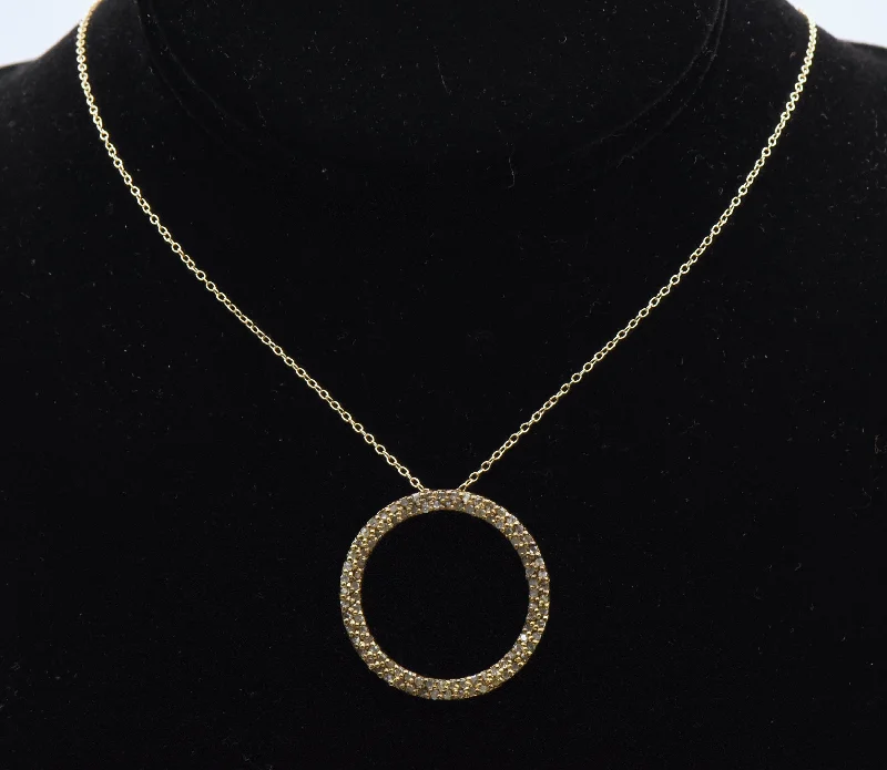 Spiritual whisper necklaces -Vermeil Diamonds Hoop Pendant Chain Necklace - 18"