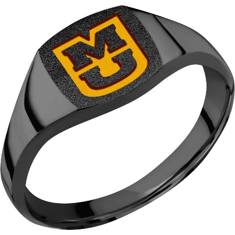 Ladies Rings with Key Shine-University of Missouri Custom Collegiate Black Zirconium Signet Ring