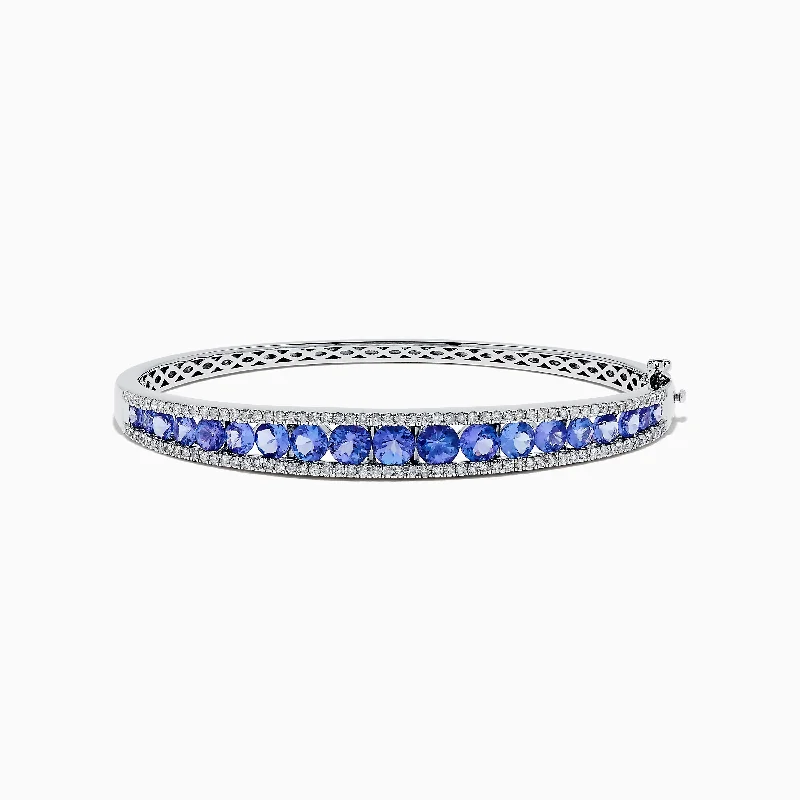 Ladies versatile stretch bracelets -Nahla Siri 14K White Gold Tanzanite and Diamond Bangle