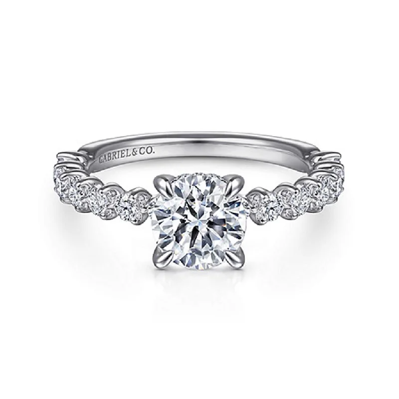 Ladies Engagement Rings with Richterite Glow-Gabriel & Co. Zelmira - 14K White Gold Round Diamond Engagement Ring