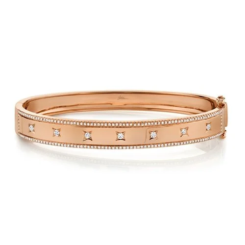 Ladies shimmering flash bracelets -14KT GOLD 0.55 CTW DIAMOND 7 SQUARE BANGLE BRACELET