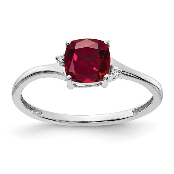 Ladies Rings Retro Spark-Sterling Silver Cushion Cut 6mm Gemstone And Diamond Rings