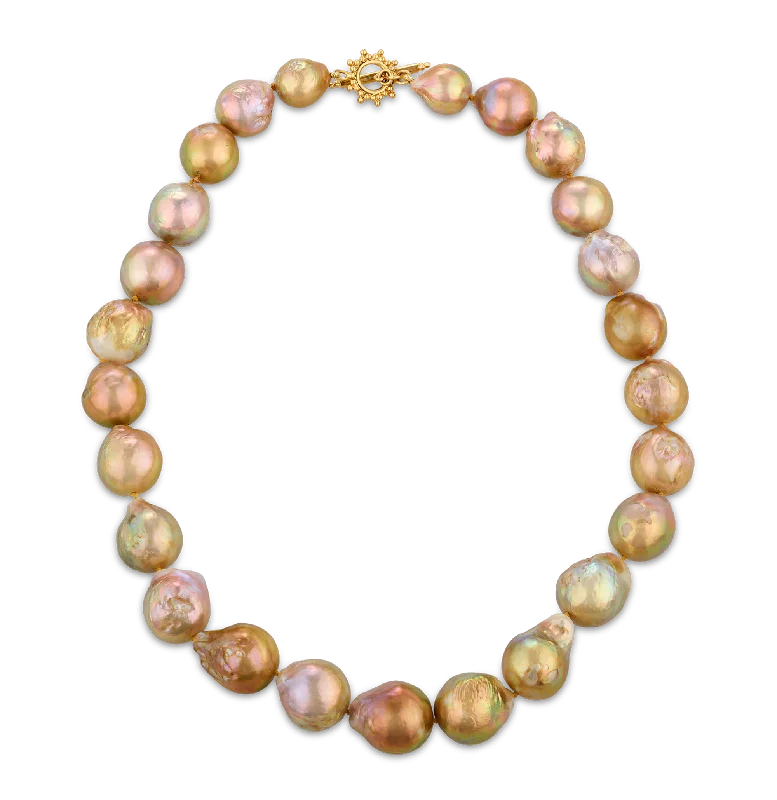 Enchanted glow necklaces -Yangtze Fireball Pearl Necklace, 13-16mm