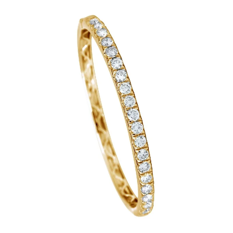 Ladies joyful burst bracelets -18KT Gold 4 CTW Diamond U-Prong Hinged Bangle Bracelet