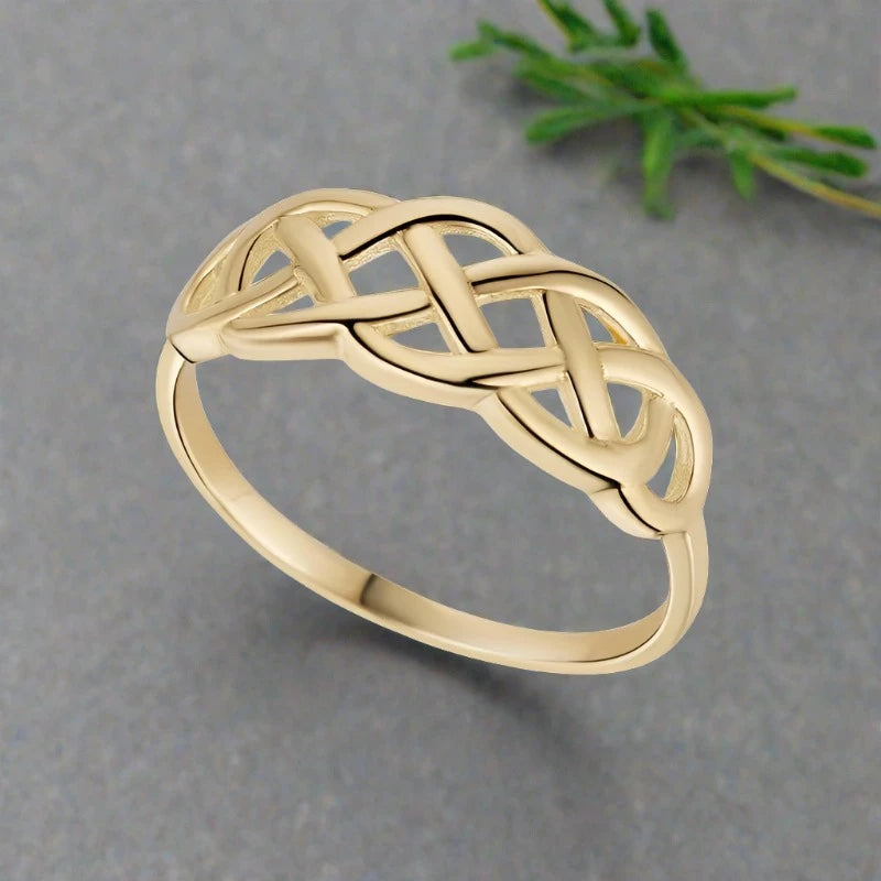 Ladies Rings Ethnic Shine-9K Gold Celtic Woven Ring