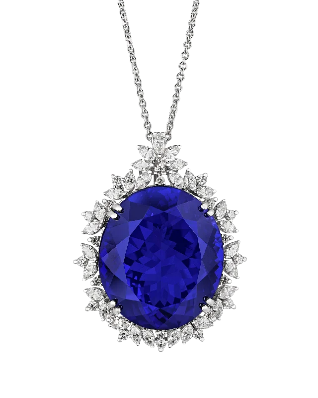 Hippie soul necklaces -Tanzanite Pendant Necklace, 88.00 Carats