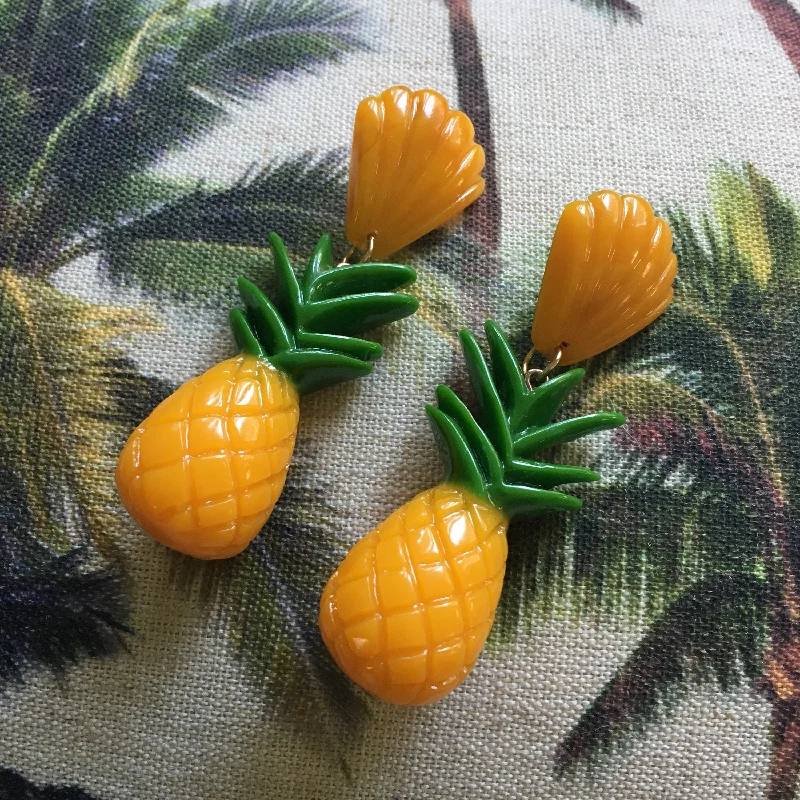 Ladies Earrings for Kin Glow-Pineapple Earrings Rockabilly Pinup Acrylic