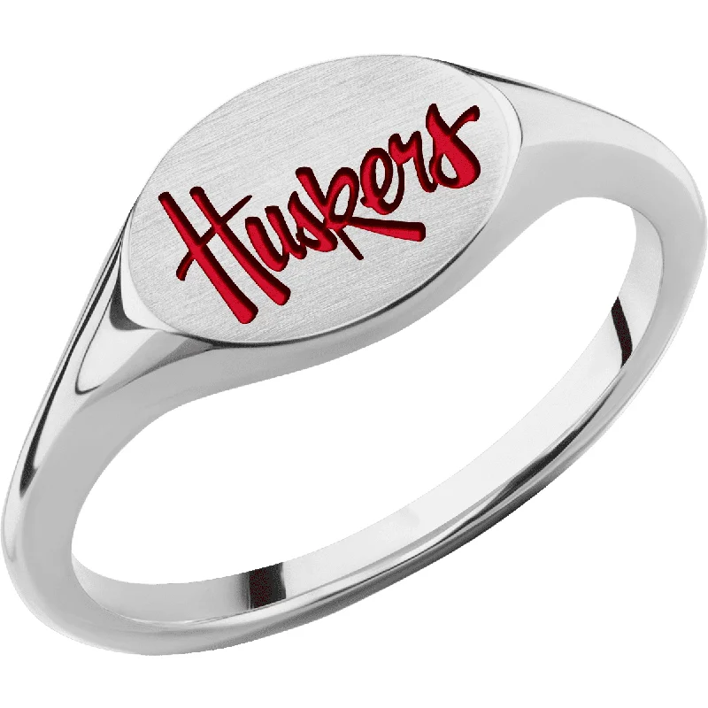 Ladies Rings for Hero Shine-University of Nebraska Custom Collegiate Cobalt Chrome Signet Ring