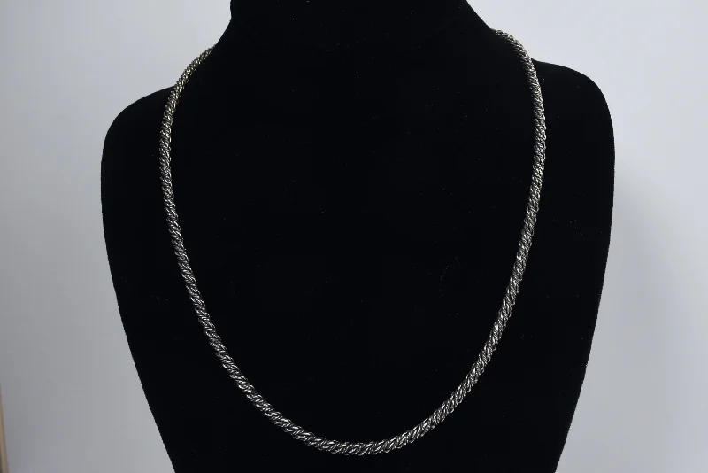 Yoga breeze necklaces -Vintage Sterling Silver Thick Twisted Rope Chain Necklace - 20.75"