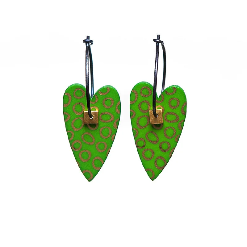 Ladies Earrings with Crown Spark-Lene Lundberg K-Form Bright Green Heart Earrings