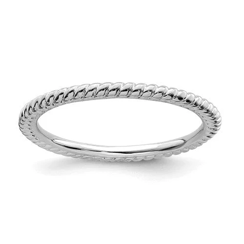 Ladies Rings for Mom Glow-Sterling Silver Stackable Expressions 1.5mm Twisted Ring