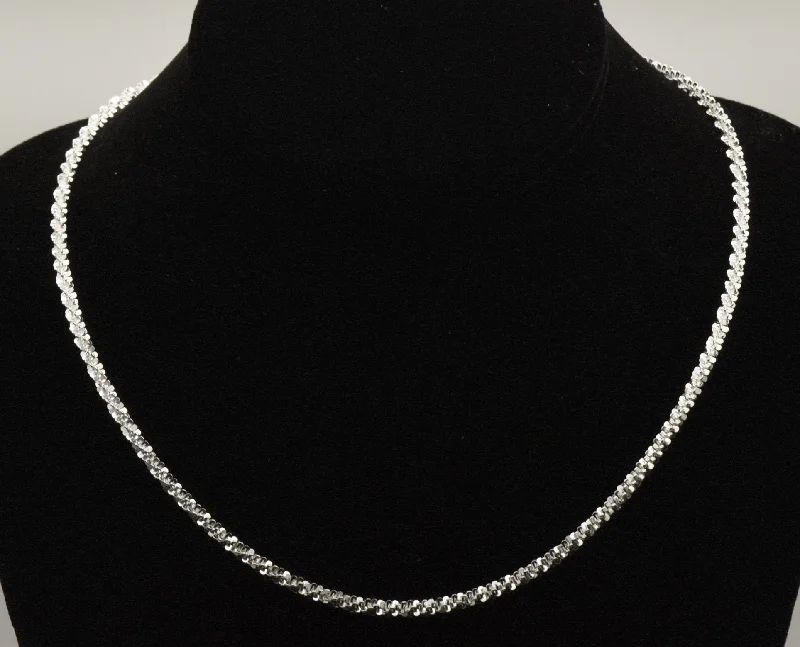 Budget sparkle necklaces -Milor - Vintage 950 Silver Tinsel Link Chain Necklace - 18"