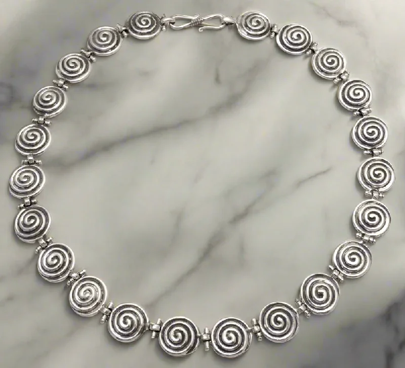 Polished elegance necklaces -Spiral Necklace, sterling silver necklace, Greek necklace (PE-04)