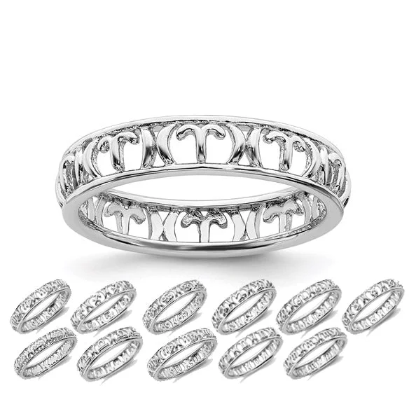 Ladies Rings Infinite Shine-Sterling Silver Stackable Expressions Zodiac Ring - Various Signs