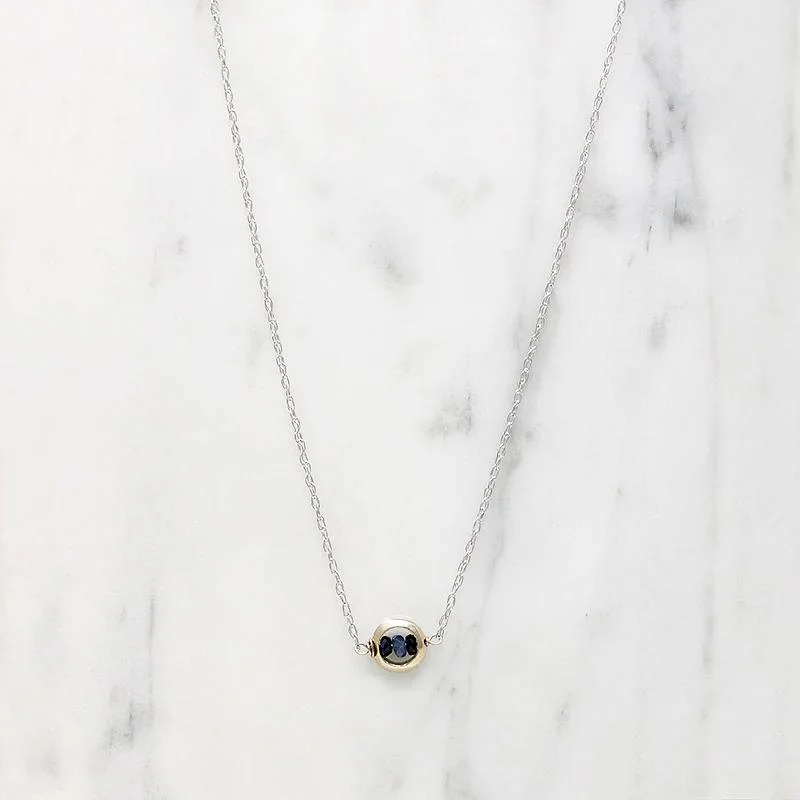 Artistic abstract necklaces -Sapphires in White Gold "O" Necklace by brunet