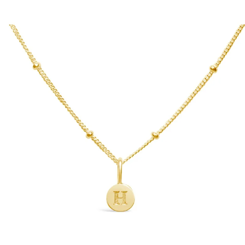 Fine link necklaces -Stia : Love Letter "H" Mini Disk Necklace in Gold