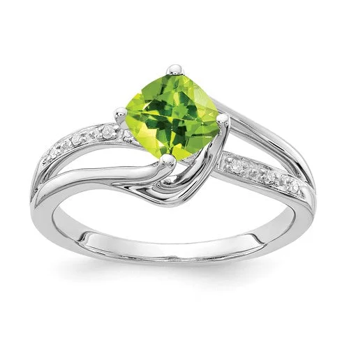 Ladies Rings with Aqua Variscite-10k White Gold Peridot and Diamond Ring