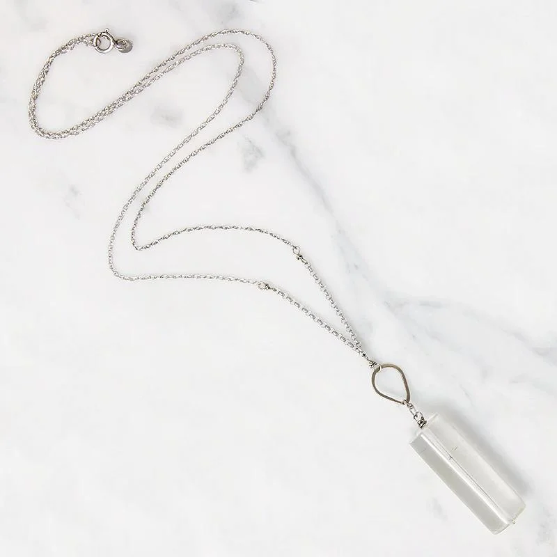 Seaside shell necklaces -Quartz Crystal Cylinders & White Gold Necklace by brunet