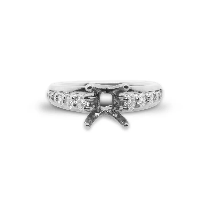 Ladies Engagement Rings Heart Shine-14k White Gold Diamond Semi-Mount Engagement Ring