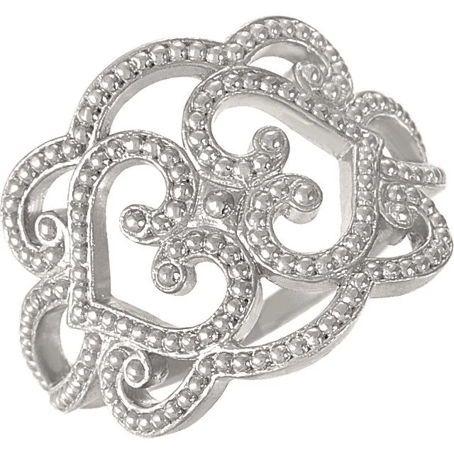 Ladies Rings with Silver Cassiterite-Granulated Filigree Design Ring