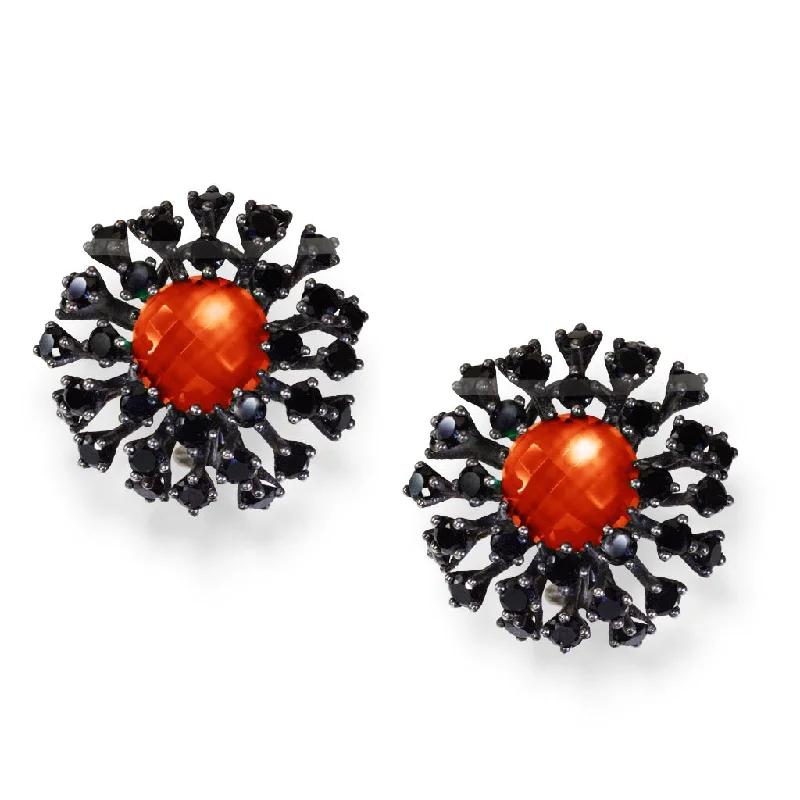 Ladies Earrings for Pioneer Spark-Silver Astra Stud Earrings with Red Agate & Spinel