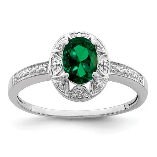 Ladies Rings with Angel Spark-Sterling Silver Oval Birthstone & Diamond Accented Rings