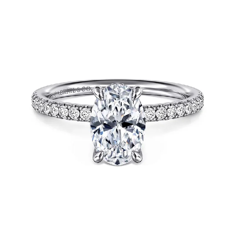 Ladies Engagement Rings with Andalusite Shine-Gabriel & Co. 14K White Gold Oval Pave Diamond Engagement Ring Mounting