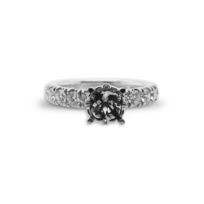 Ladies Engagement Rings with Chalcanthite Shine-14k White Gold Semi-Mount Engagement Ring - 0.88cttw