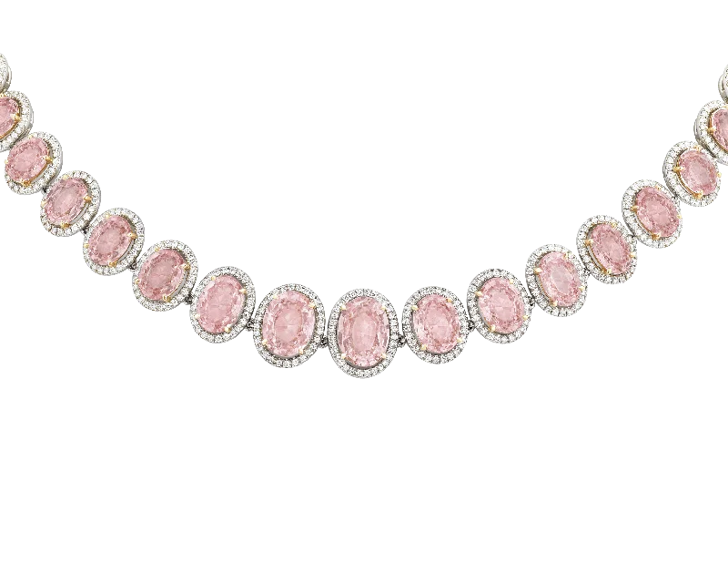 Hushed spark necklaces -Padparadscha Sapphire Necklace, 58.31 Carats