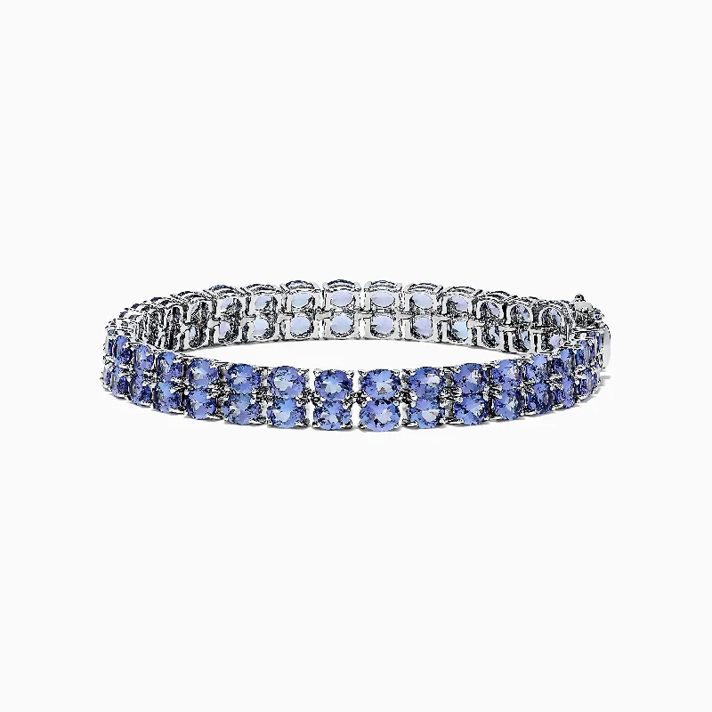 Ladies asymmetrical flair bracelets -Nahla Siri Sterling Silver Tanzanite Tennis Bracelet, 19.80 TCW