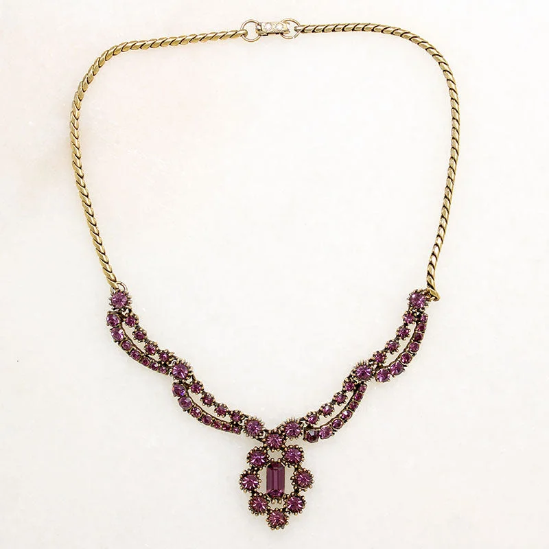 Spiritual whisper necklaces -Sassy Purple Rhinestone Costume Necklace