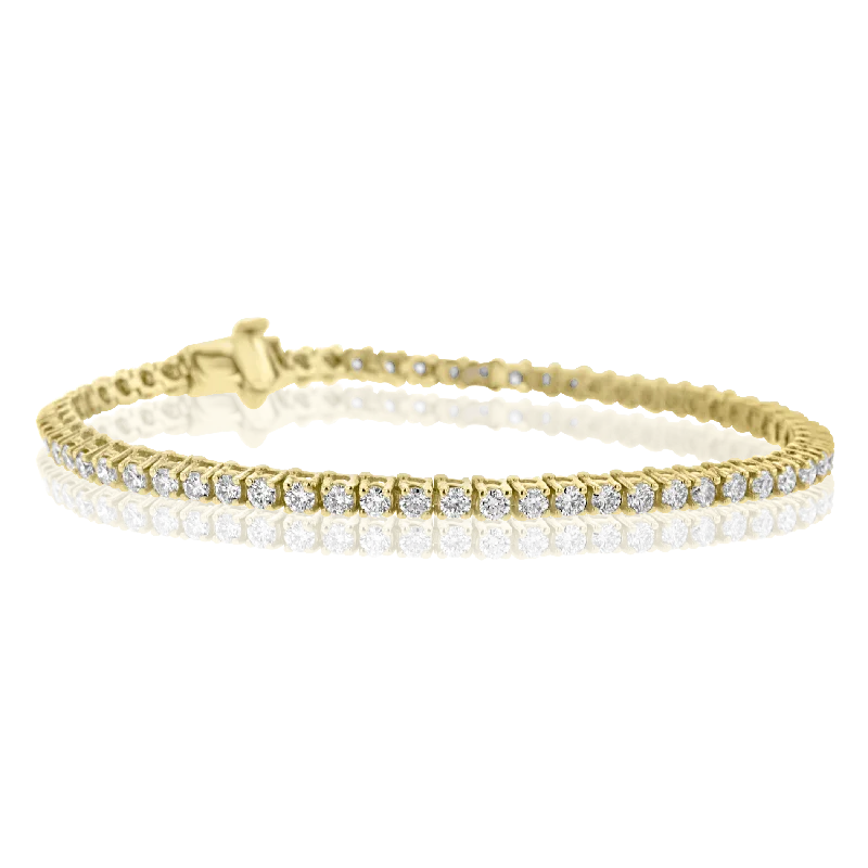 Ladies fanciful twist bracelets -14K YELLOW GOLD 3.14CT DIAMOND TENNIS BRACELET