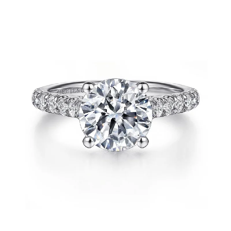 Ladies Engagement Rings Platinum Shine-Gabriel & Co Luciole - 14K White Gold Round Diamond Engagement Ring