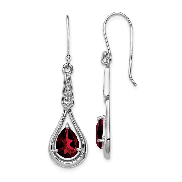 Ladies Earrings with Coral Glow-Sterling Silver Pear Gemstone and CZ Shepherd Hook Earrings