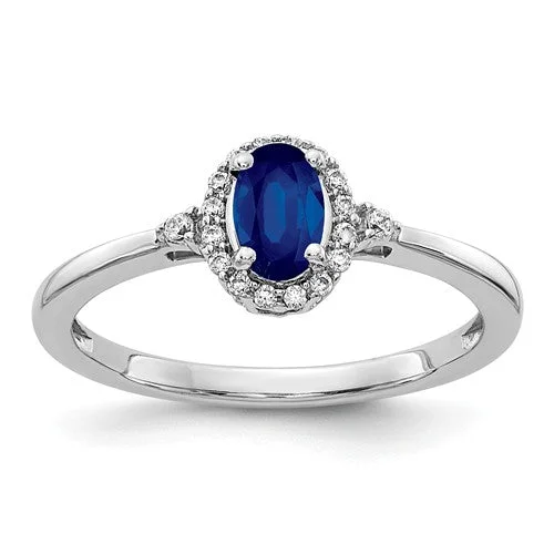 Ladies Rings for Artist Spark-14k White Gold Genuine Blue Sapphire and Diamond Halo Ring