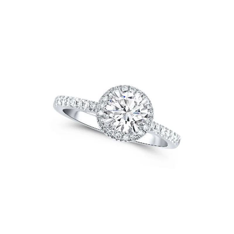 Ladies Engagement Rings with Serpentine Glow-Round Halo Lab Grown Diamond Engagement Ring