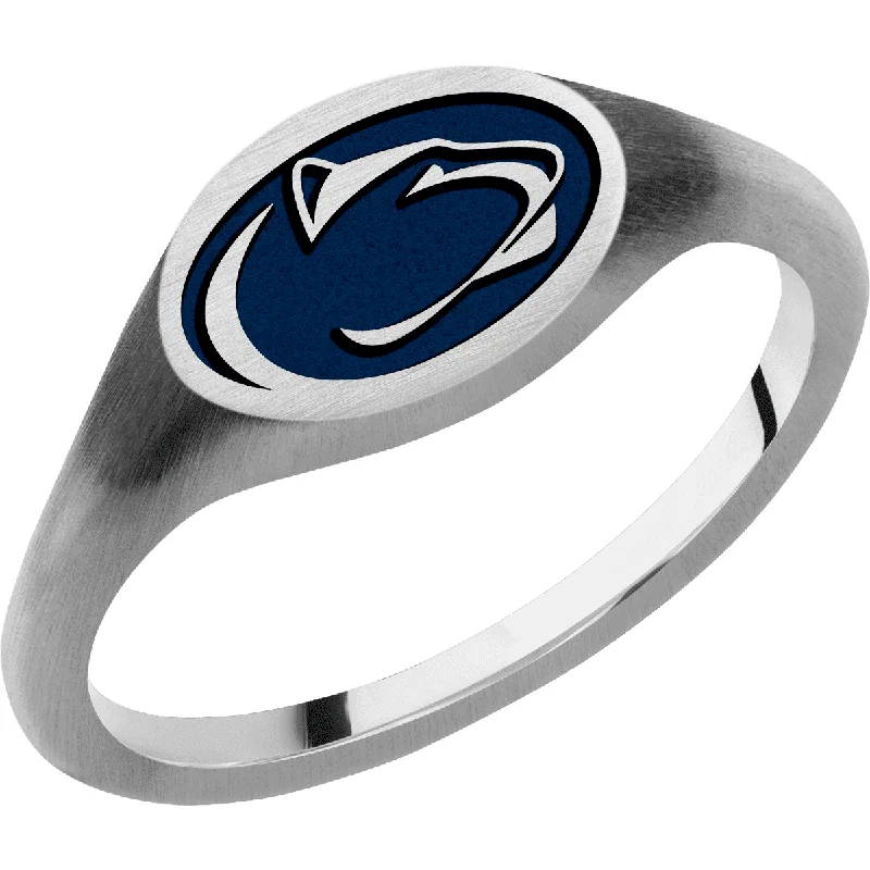 Ladies Rings with Cyan Richterite-Pennsylvania State University Custom Collegiate Palladium Silver Signet Ring