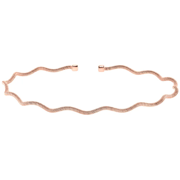 Ladies starry veil bracelets -Rose Gold Finish Sterling Silver Thin Wavy Cable Cuff Bracelet