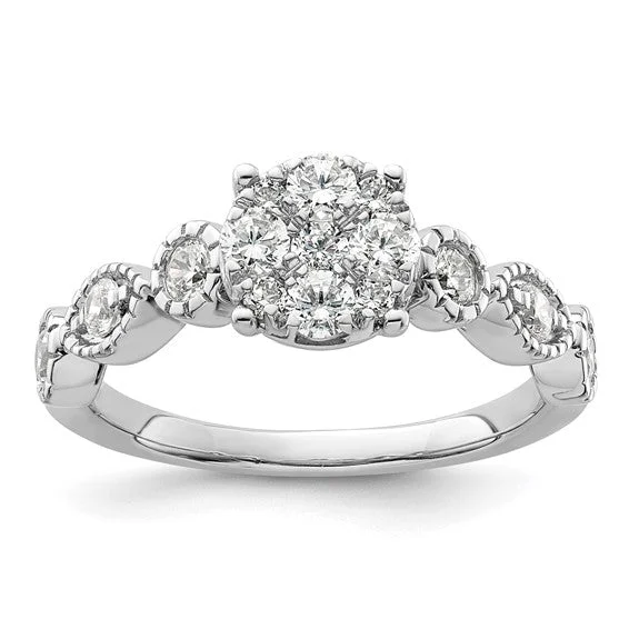 Ladies Engagement Rings Tree Glow-14k White Gold Lab Grown Diamond Cluster Engagement Ring