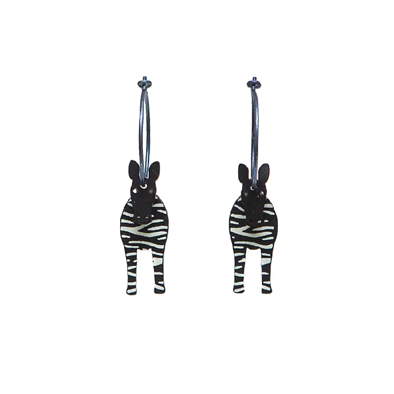 Ladies Earrings for Travel Glow-Lene Lundberg K-Form Black/White Zebra Earrings