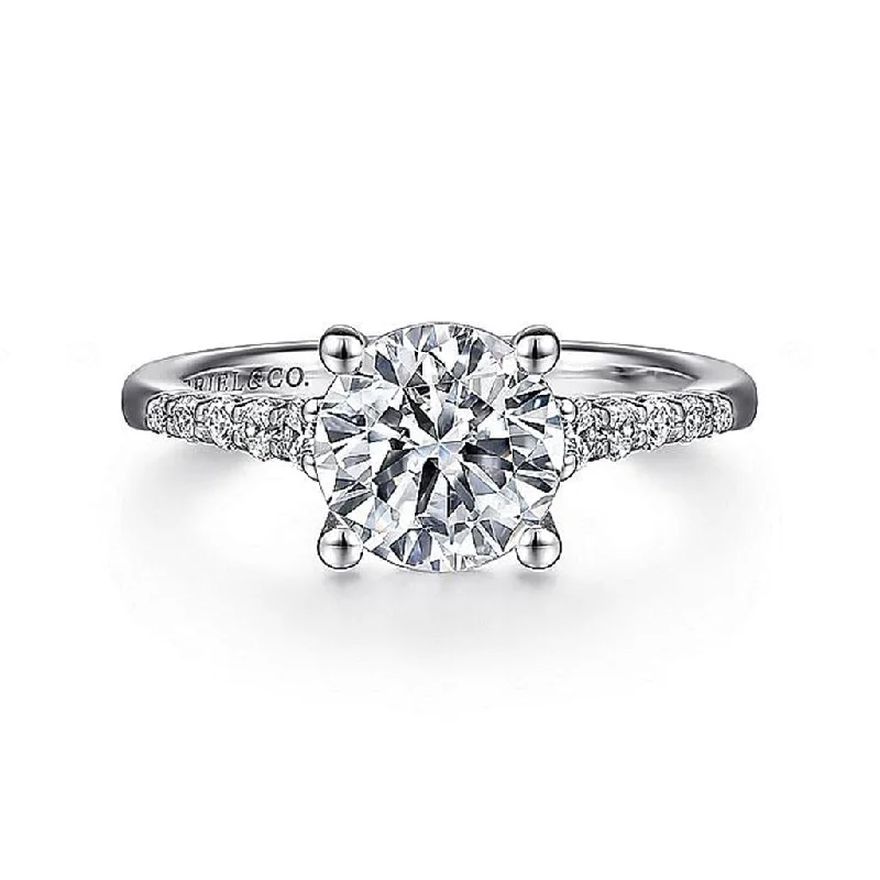 Ladies Engagement Rings Statement Shine-Gabriel & Co Reed - 14K White Gold Round Diamond Engagement Ring