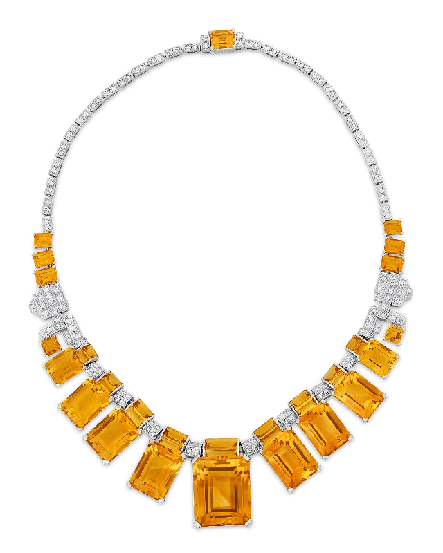 Celestial touch necklaces -Citrine and Diamond Necklace