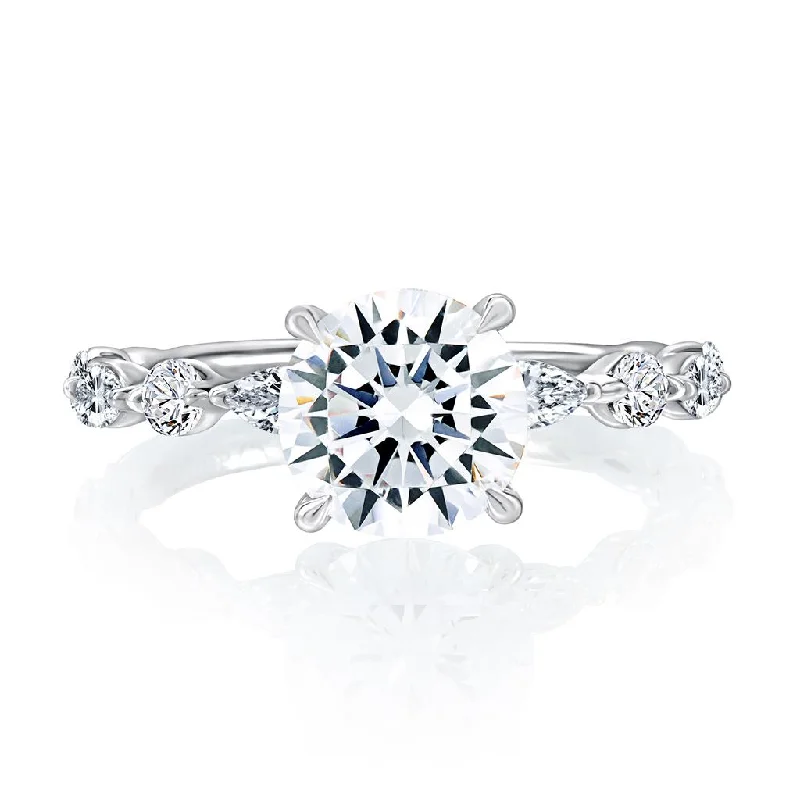 Ladies Engagement Rings with Rosasite Spark-14K White Gold Diamond Accented Solitiare Engagement Ring Mounting